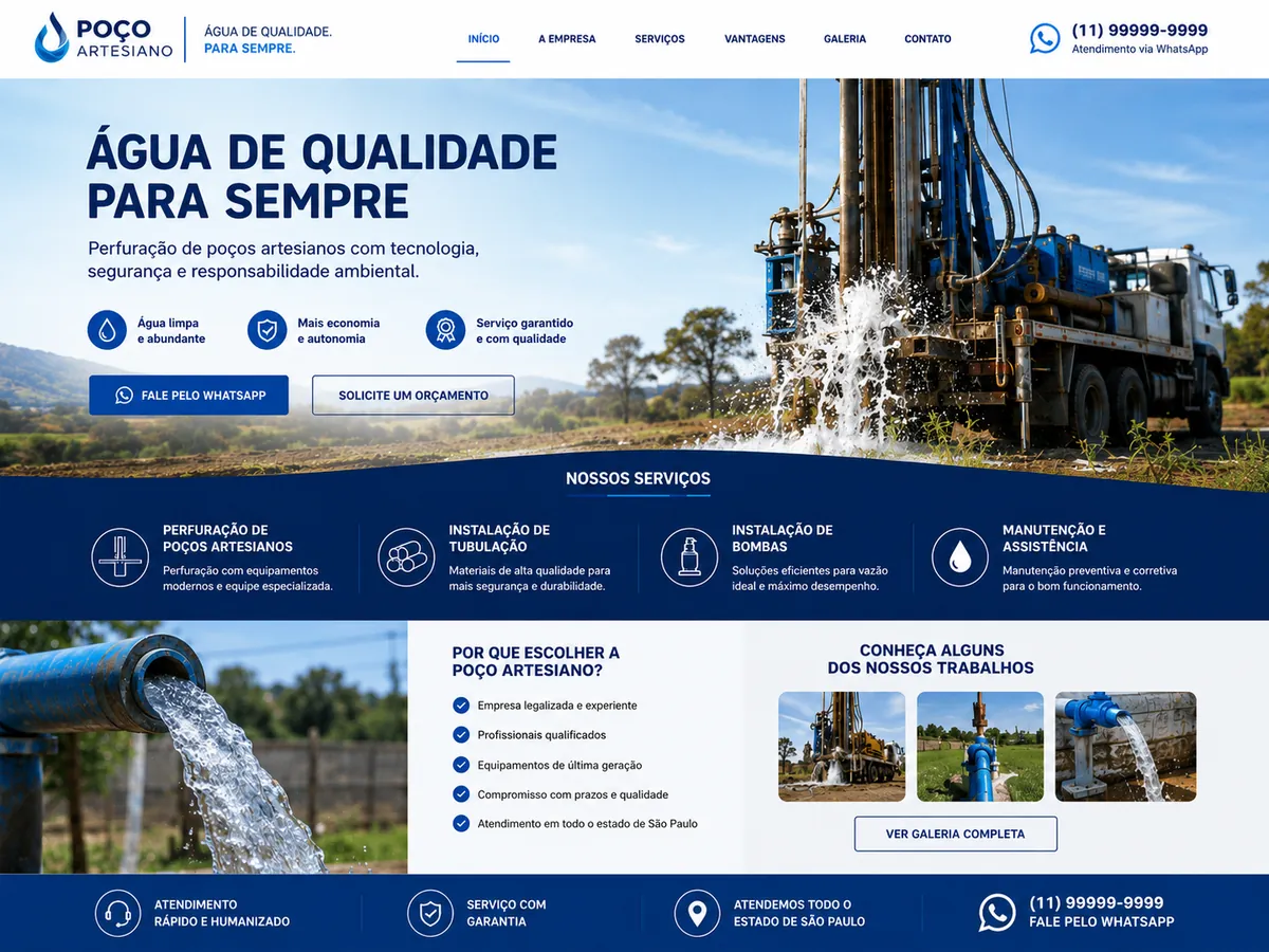Modelo de site para Poço Artesiano