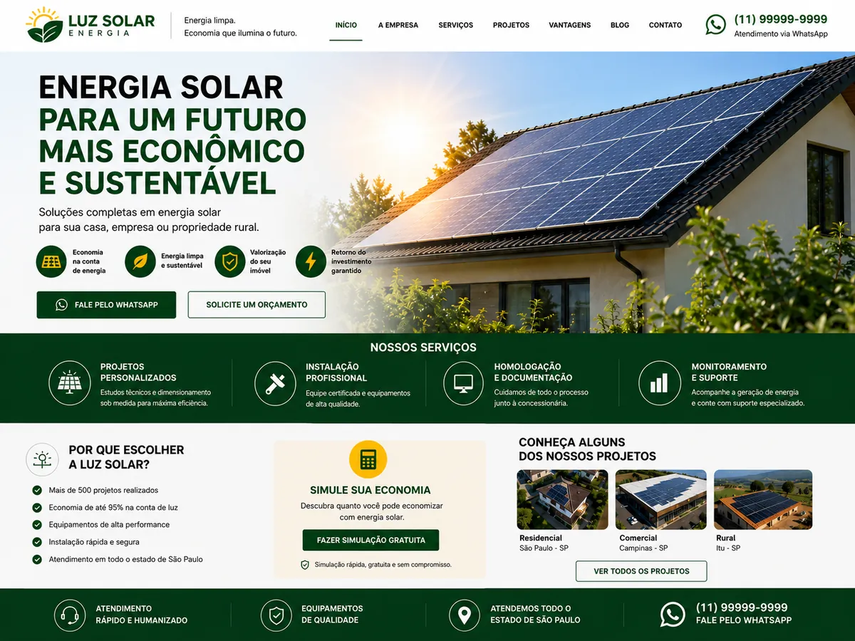 Modelo de site para Energia Solar