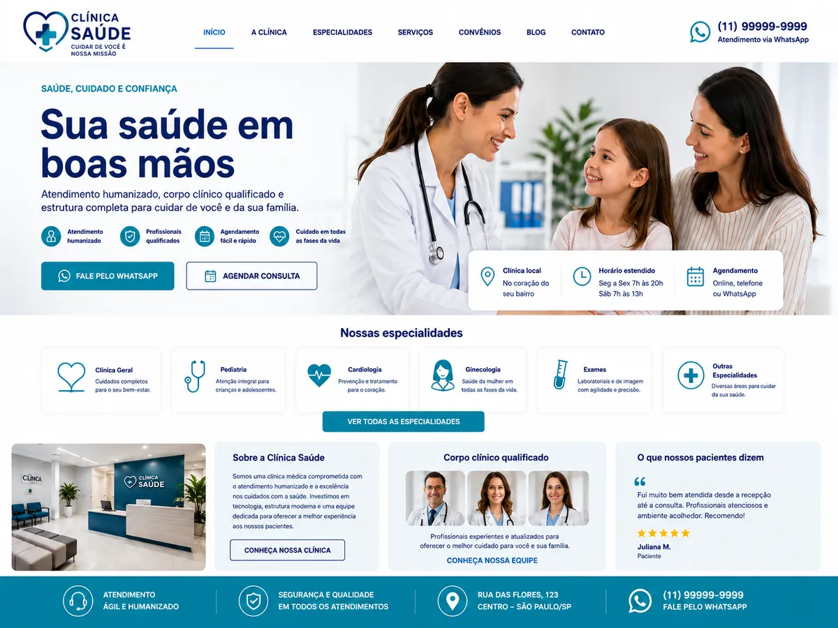 Modelo de site para Clínica Local