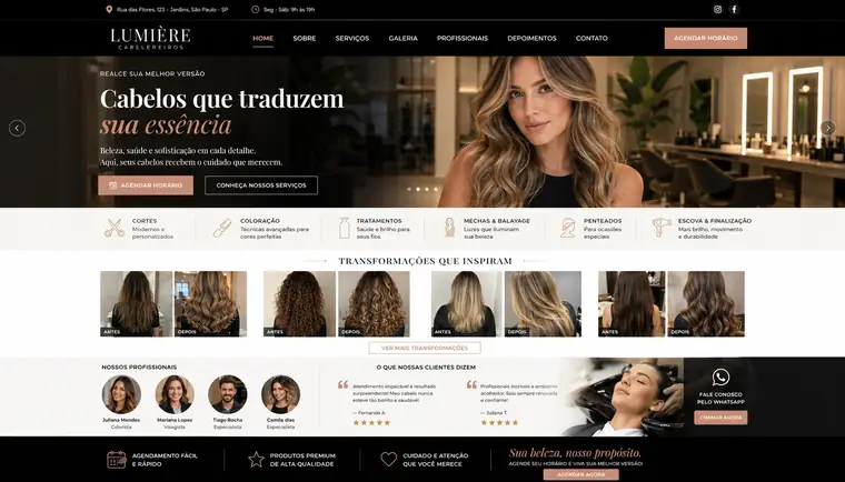 Modelo de site para Cabeleireiro