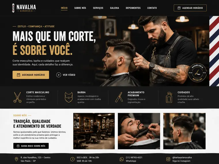 Modelo de site para Barbeiro