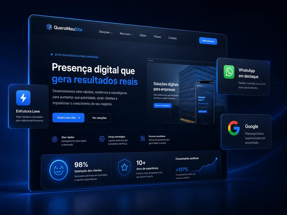 Imagem profissional de mockup digital da QueroMeuSite.com